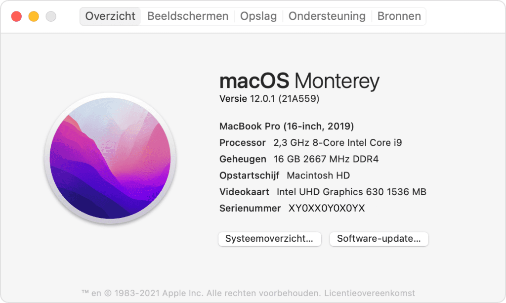 MacOS Versie via Terminal