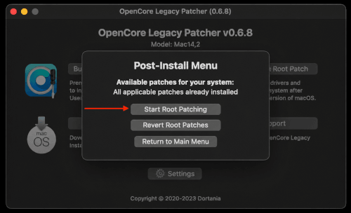 OpenCore Patcher heeft een witte achtergrond