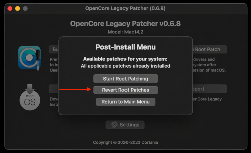 OpenCore Patcher heeft een witte achtergrond