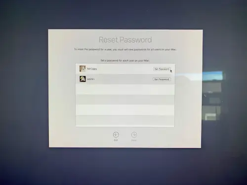Mac wachtwoord reset