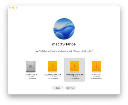 Opstartbare externe schijf voor Silicon Macs in Tahoe